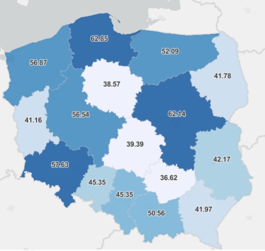 Mapa szczepień. Fot. źródło. gov.pl